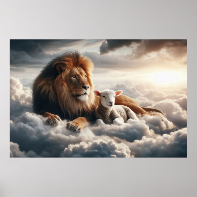 Lion e Lamb Art Poster (Frente)
