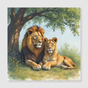 Lion e Lioness lado a lado em árvore