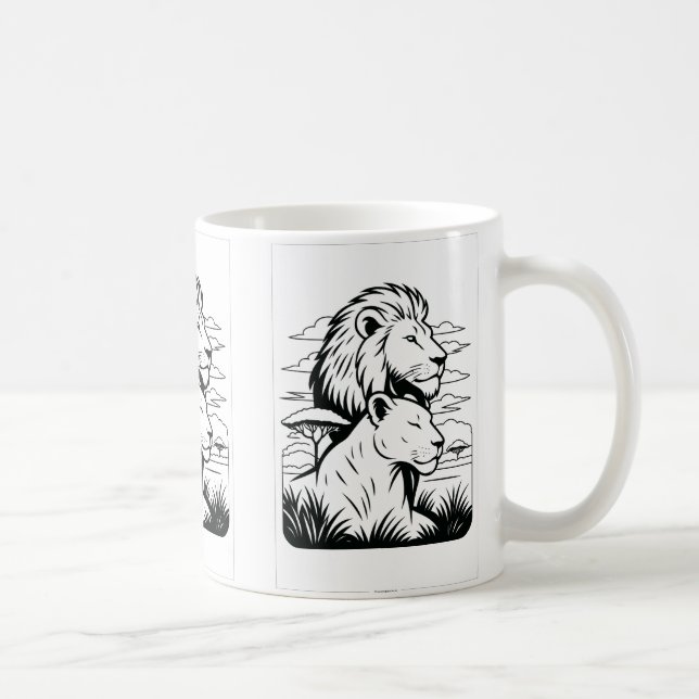 Lion e Lioness Mug - Xícara de café de leão de pro (Direita)