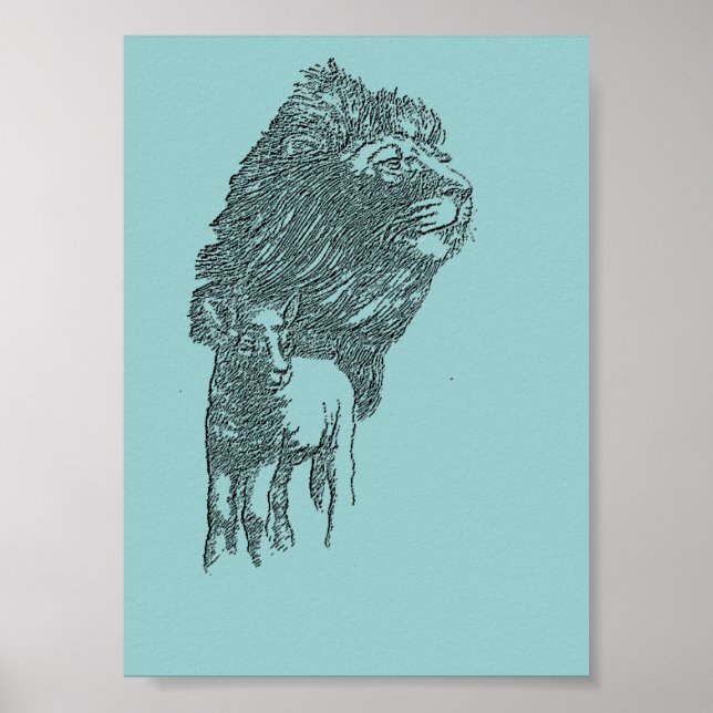 Lion & Lamb Pencil Classic Poster Art (Frente)