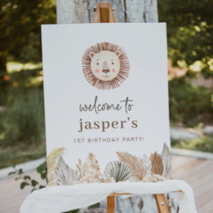 Lion Leaf Neutral Welcome Poster
