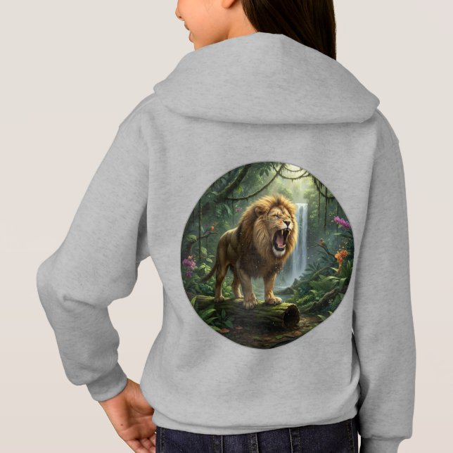 Lion Print Girls pullover hoodie  (Verso)