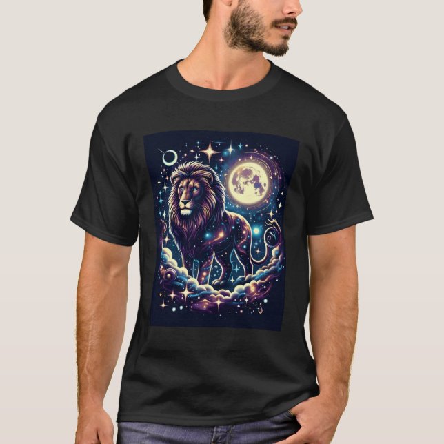 Lion T-Shirt Design Moon T-Shirt Design (Frente)