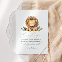 Lion Wild One Birthday Cartões de agradecimentos