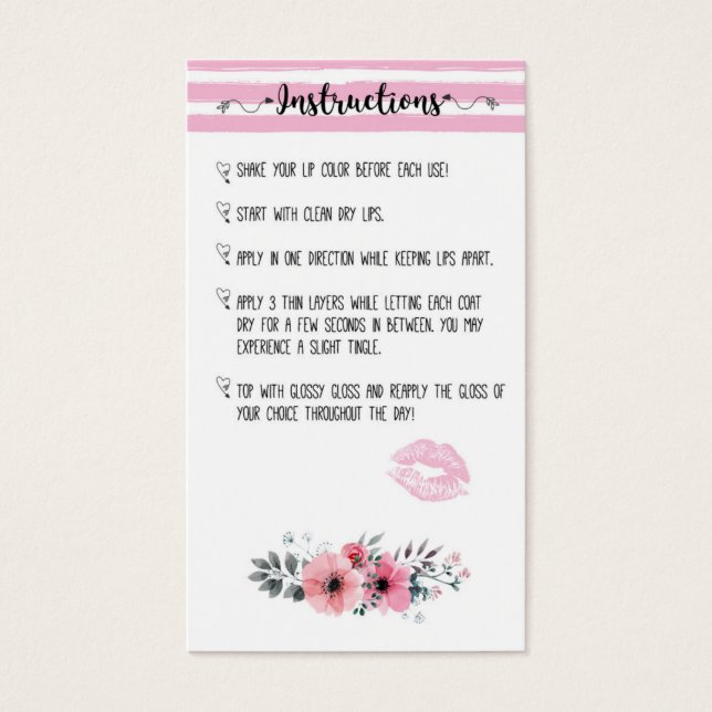 Lipsense Intructions card (Frente)
