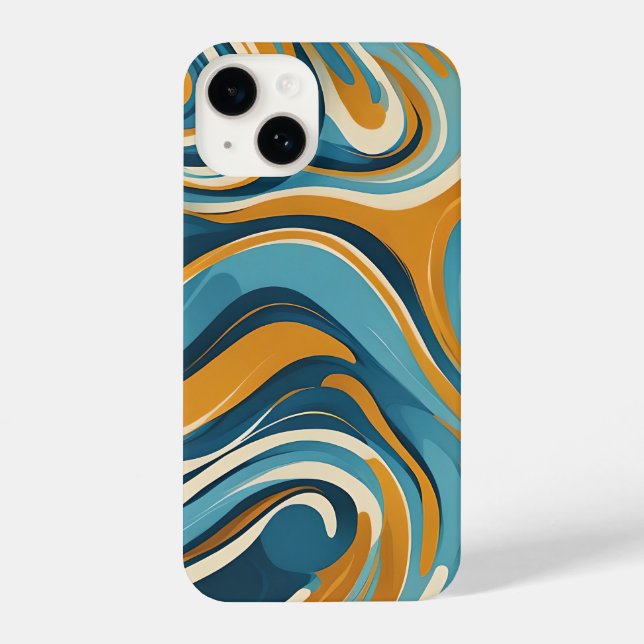 Liquid Swirl Ochre Blue Trippy Pattern (Verso)