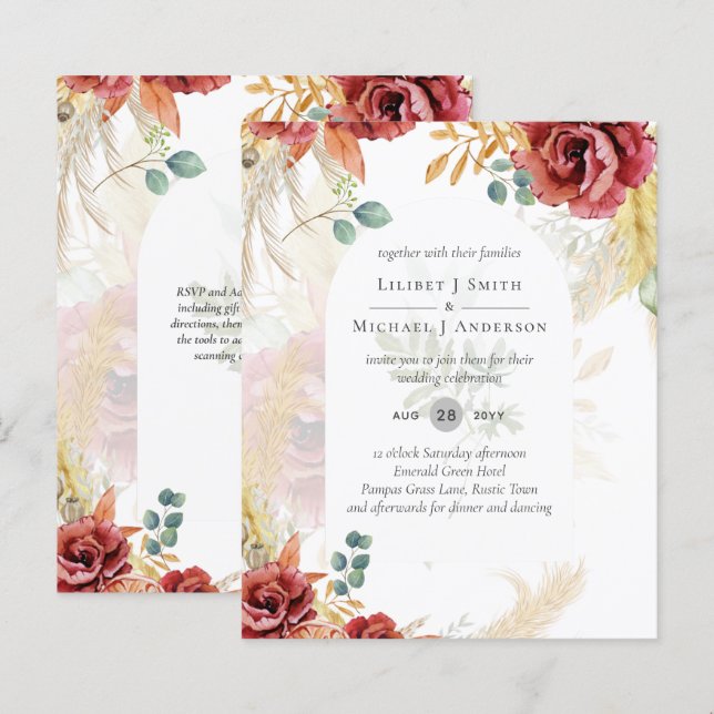 LIQUIDAÇÃO! Boho Borgonha Dourado Floral Campo Cel (Frente/Verso)