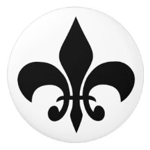 Lírio Francês Preto Moderno Fleur-de-lis em Branco
