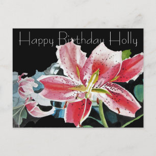 Lírio Vermelho Bonito Lilium cartão postal de aniv