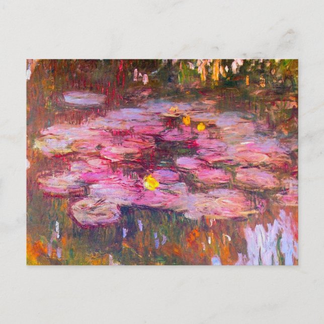 Lírios Aquáticos Roxos de Monet Cartão Postal (Frente)