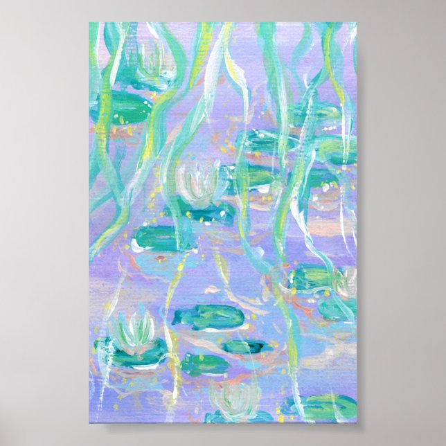 Lírios de água púrpura Impressão, Poster de papel (Frente)