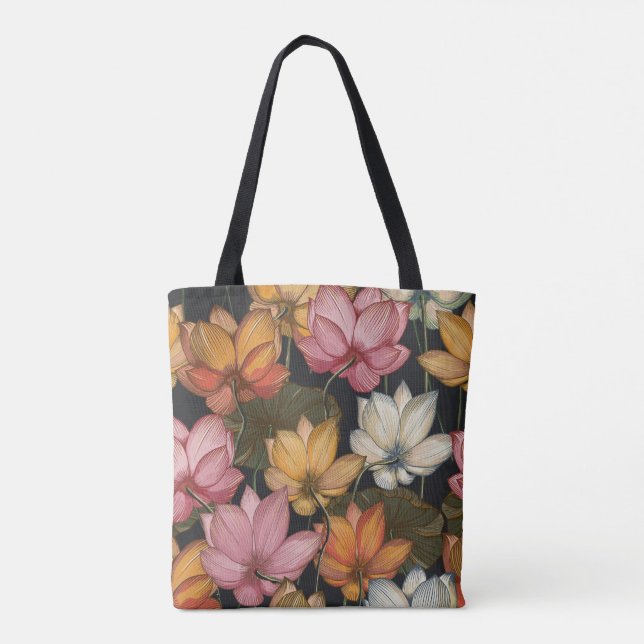 Lírios de água salgada com carvão negro Bolsa (Verso)