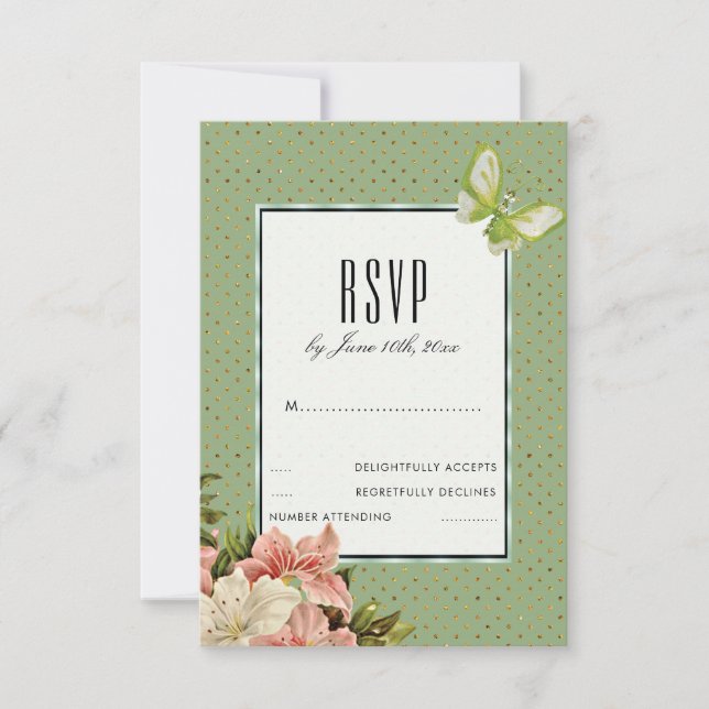 Lírios Elegantes & Borboleta Joia RSVP (Frente)
