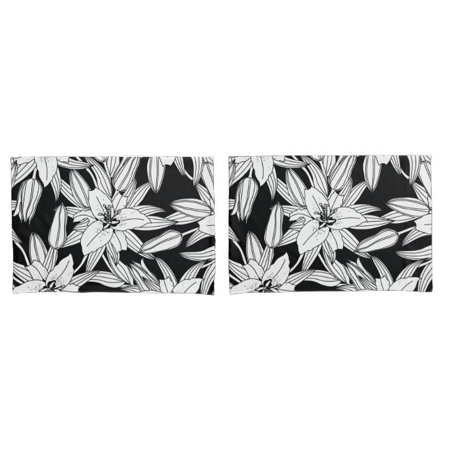 Lírios em Flor em Preto e Branco (Frente - conjunto)