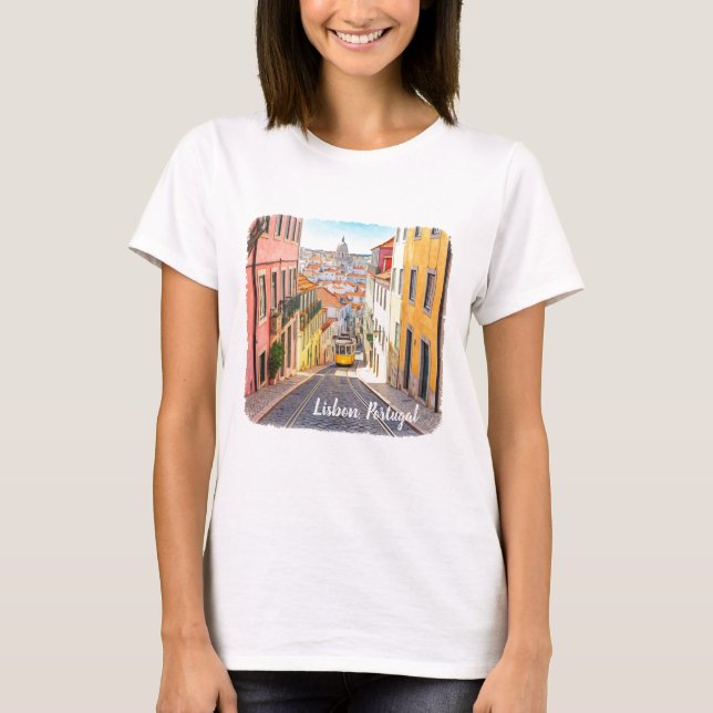 Lisboa Portugal Watercolor T-Shirt (Frente)