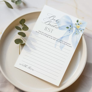 Lista de baldes para bebês Cartão de chá de fralda