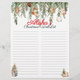 Lista de desejos de Natal para Crianças Editáveis