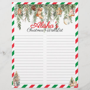 Lista de desejos de Natal para Crianças Editáveis