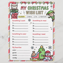 Lista de desejos de Natal para crianças Lista de P