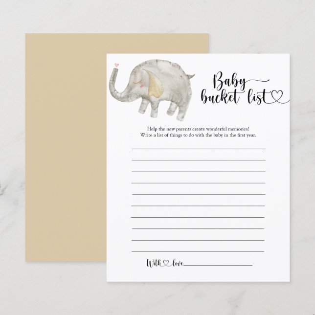 Lista de desejos do Pequeno Elefante Bebê (Frente/Verso)