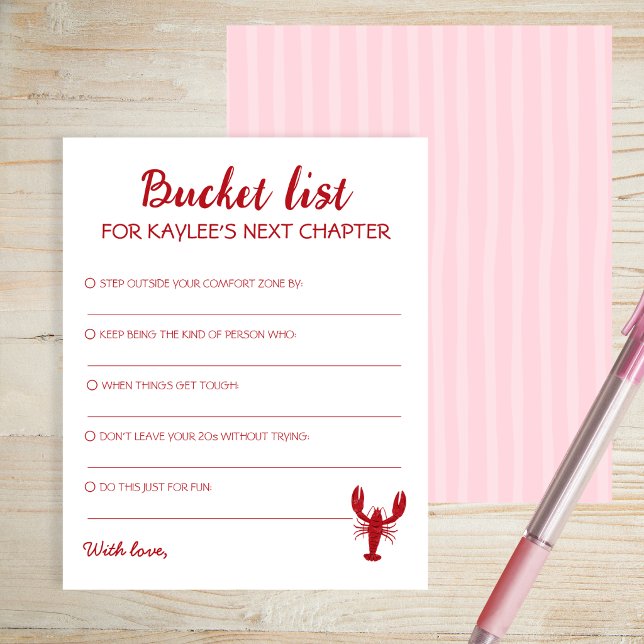Lista de Desejos Próximo Capítulo Lagostim Rosa Gr (Bucket List Next Chapter Pink Crawfish Graduation)