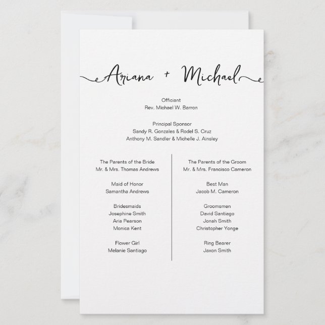 Lista de Entouradas Simples de Casamento Personali (Frente)