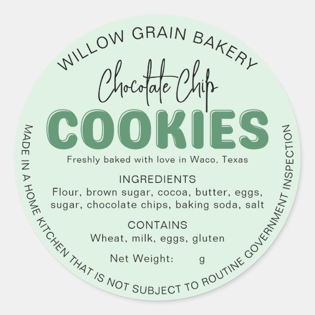 Lista de Ingredientes Adesivo Biscoito Casa Verde  (Frente)