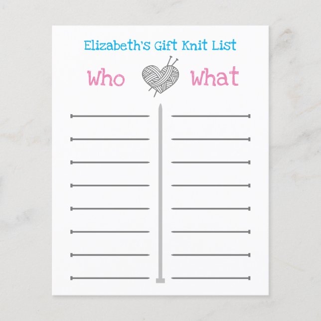 Lista de knit de presentes personalizados (Frente)