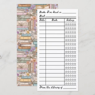 Lista de Leitura de Livros Tracker Cartão Plano