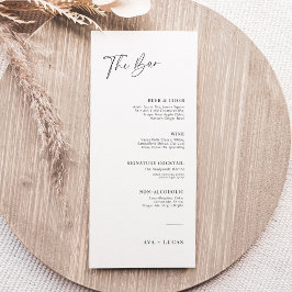 Lista de menus de Bares de Casamento Minimalista M