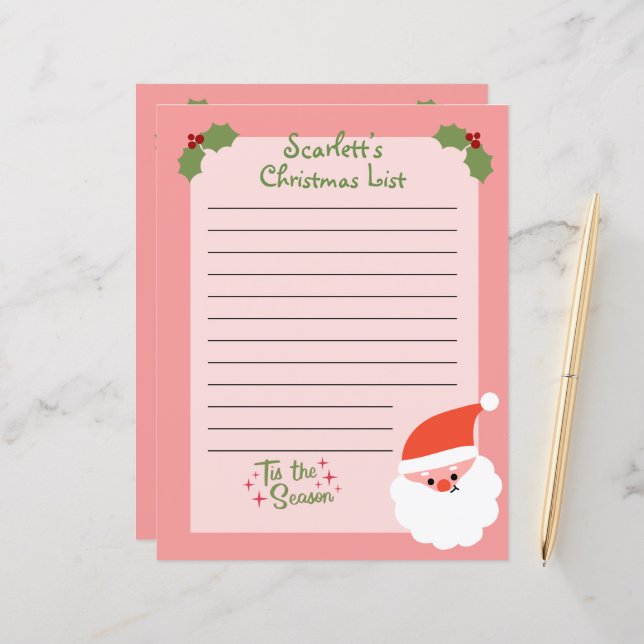 Lista de Natal Personalizada para Papais noeis (Frente/Verso In Situ)