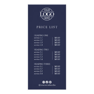 Lista de Preços de Menu com Logo Profissional Eleg