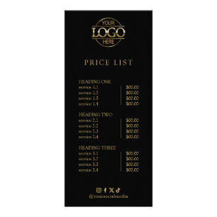 Lista de Preços de Menu com Logo Profissional Eleg