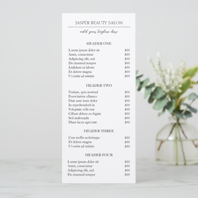 Lista de Preços de Negócios Modernos e Elegantes (Em pé/Frente)