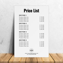 Lista de Preços de Produtos/Serviços Personalizado