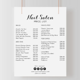 Lista de Preços de Salão de Nail Minimalista da Ca