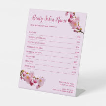 Lista de Preços de Serviços do Spa de Flor de Cere