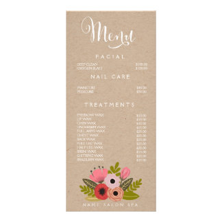 Lista de Preços do Designer do Menu Beauticista do