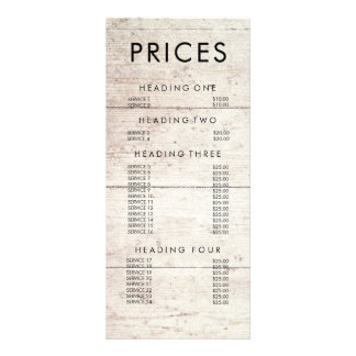Lista de Preços do Menu Antiguidade do Grunge da M