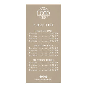 Lista de Preços do Menu do Salão de Logotipo de Ne