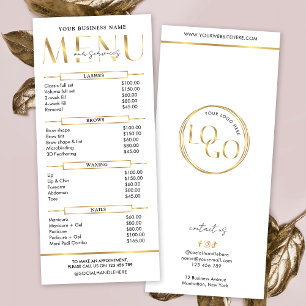 Lista de Preços do Menu do Spa de Beleza Ouro Glam