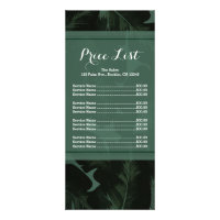 Lista de Preços do Menu Green & Black Chic Folhas