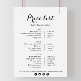 Lista de Preços do Salão da Bela Caligrafia