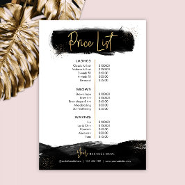 Lista de Preços do Salão de Bela Moderna Preta e D