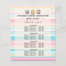 Lista de Preços Menu Padaria Doce Listras Pastel R