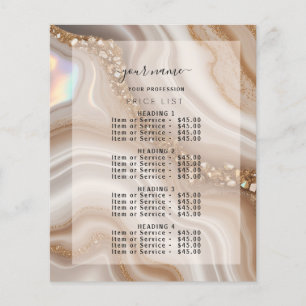 Lista de Preços Moderno Bege Neutro Dourado Menu