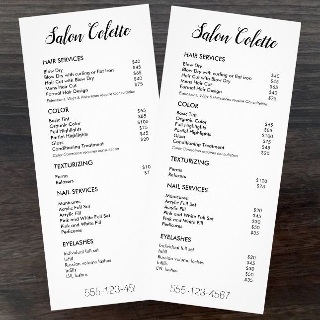 Lista de Serviços Cartão Rack (Services List Rack Card
)