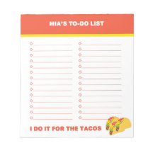 Lista de Taco a Fazer, Bloco de Notas Personalizad