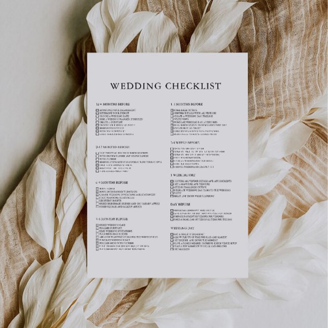 Lista de verificação de casamento minimalista de 1 (12 Month Minimalist Wedding Checklist)