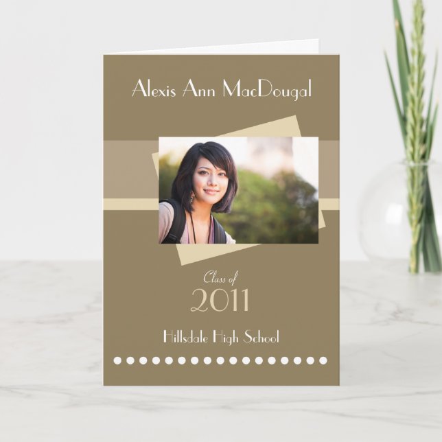 Listra corajosa convite dobrado da graduação (tan) (Frente)